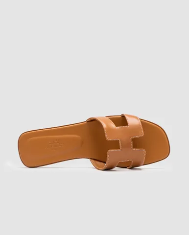 Hermes Oran Sandals Gold Calfskin