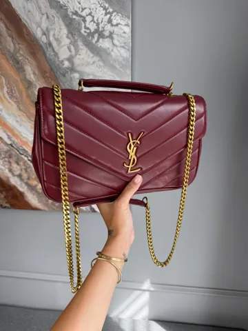 Saint Laurent Loulou Big Size Leather Burgundy with Gold
