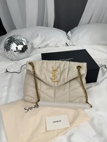 Saint Laurent Loulou Puffer Medium in Light Cream