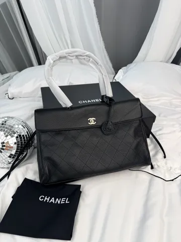 Chanel Top Handle Flap Bag Black