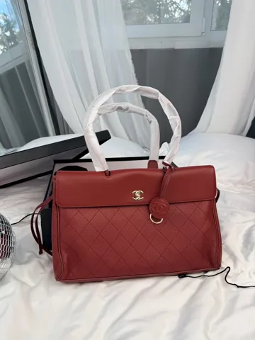 Chanel Top Handle Flap Bag Red