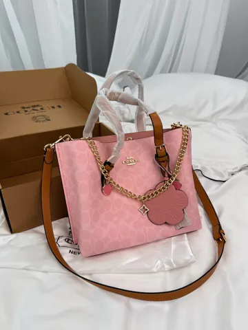 Coach Mollie Tote Bag in Signature Pink Canvas