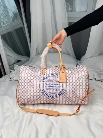 Louis Vuitton Keepall 50 Pink Textile