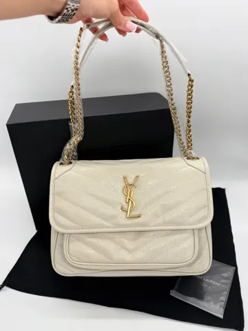 Saint Laurent Niki Vintage Leather in Cream / Gold
