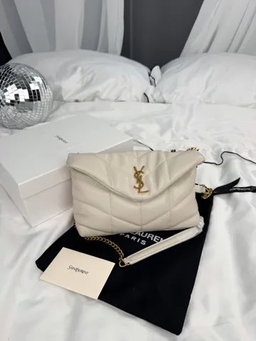 Saint Laurent Loulou Puffer Small in Light Cream