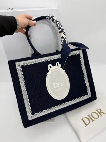 Dior Book Tote Blue Toile Embroidery