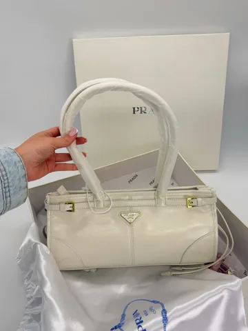 Prada Bonnie Soft Lux Cream Leather Handbag