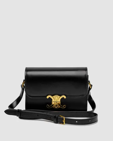 Celine Teen Triomphe Bag Black in Shiny Calfskin