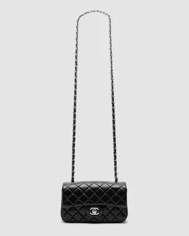 Chanel Classic 1.55 Small Single Flap in Black/Silver