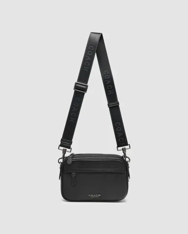 Coach Academy Crossbody in Pebble Leather Total Black