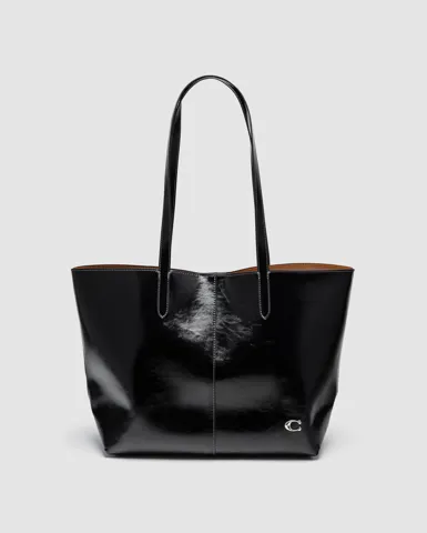 Coach North Tote 32 Glazed Leather Black/Silver